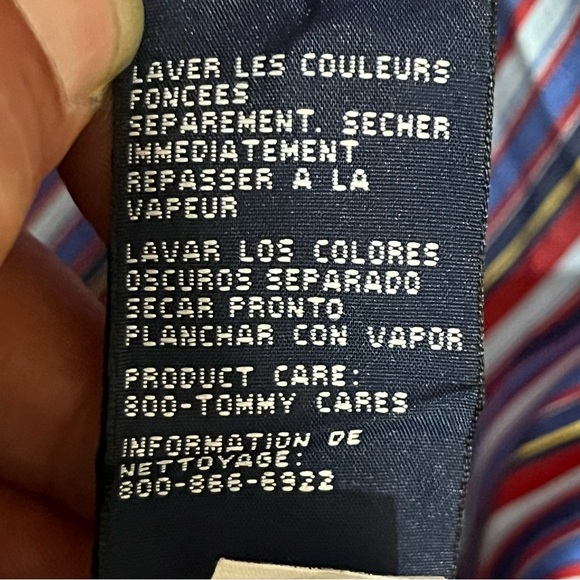 Tommy Hilfiger Button Up Shirt Striped Flag Logo Long Sleeve Multicolor Size 2XL - Picture 9 of 13